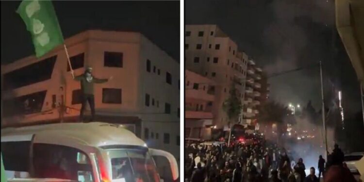 Palestinians celebrate as first 90 terrorists of 1900 are released in exchange for 3 of 33 Israeli hostages