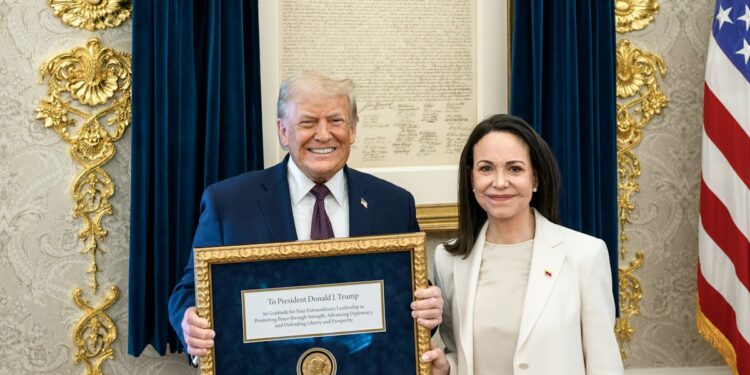 Machado Leaves With Petty Gift After Giving Trump Her Nobel Prize