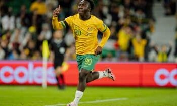 Nestory Irankunda scores Australia’s first World Cup goal against Turkiye